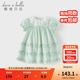 戴維貝拉（DAVE＆BELLA）2025新款童裙洋氣女童連衣裙兒童夏天泡泡袖裙子女寶寶公主裙 薄荷綠【現貨】 90 cm（建議身高80-90cm）