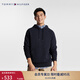 TOMMY HILFIGER春秋季男裝凈色斜紋柔滑雙面布簡(jiǎn)約布標連帽休閑運動(dòng)衛衣 藏青色DW5 M