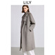 LILY不易靜電2025冬新款女裝美麗諾羊毛混紡雙面呢毛呢大衣外套 501灰色 S