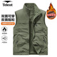 天倫天（Telent）棉馬甲男秋冬休閑加絨雙面穿無(wú)袖坎肩防寒保暖馬甲外套 軍綠 XL