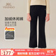 英氏（YEEHOO）女童喇叭褲兒童褲子中大童裝長(zhǎng)褲休閑加厚加絨打底褲冬 黑色 150 