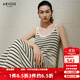 艾諾絲雅詩(shī)【商場(chǎng)同款】2025夏季新品條紋慵懶風(fēng)吊帶裙連衣裙長(cháng)裙40529868 黑白色 L