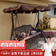 紫葉戶(hù)外秋千藤椅室內吊椅庭院花園吊床搖椅陽(yáng)臺吊籃宿舍室外成人秋千 冰咖啡藤編棕色-雙人位【含坐墊抱枕】