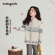 布丁哈魯【北歐風(fēng)情】女童雪花刺繡毛衣秋冬新品中大童寬松彈力百搭外套潮