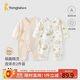 童泰（TONGTAI）嬰兒連體衣春秋季純棉衣服初生寶寶蝴蝶哈衣爬服滿月服黃色59cm