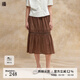 播蕾絲拼接裙擺A字半身裙女商場(chǎng)同款韓系風(fēng)格子長(zhǎng)裙BDR2BD0935 O91熔巖格 M