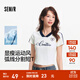 森馬（Semir）涼感T|短袖T恤女短款撞色V領(lǐng)夏季2025新款字母修身上衣運動(dòng)風(fēng) 本白10102 L