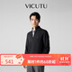 威可多（VICUTU）云朵毛衫男士立領(lǐng)商務(wù)休閑通勤羊毛衫深灰180/100B