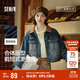 森馬（Semir）森柔牛仔|牛仔外套女短款翻領(lǐng)做舊秋夾克小個(gè)子街頭103524108001