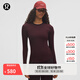 lululemon丨Hold Tight 女士緊身剪裁長(zhǎng)袖 T 恤 LW3IZDS 夜蛾黑銹紅條紋 XS /4