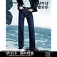 初語(yǔ)【修型牛仔】牛仔褲2025春夏新款寬松遮肉顯瘦高彈女低腰牛仔褲 深藍原牛-嬌小版 26