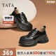 他她（TATA）英倫厚底小皮鞋女鞋學(xué)院運動(dòng)深口單鞋2025春新款CCJ03AM5 黑色 37