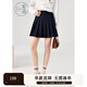 紫涵（ZIHAN）紫涵學(xué)院風(fēng)百褶短裙女春季學(xué)生防走光小個(gè)子A字半身裙 黑藏青-1 S