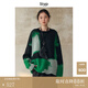 旅途原品（ltyp）羊毛馬海毛幾何撞色提花毛衣/開(kāi)衫寬松針織衫女秋季 套頭毛衣-幻彩綠 L