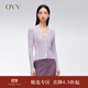 OVVOVV春夏熱賣(mài)女裝絲棉混紡修身V領(lǐng)單排扣長(cháng)袖針織衫外套 淺紫（凈色）13 XL