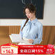伯德小姐藍色襯衫女小個(gè)子穿搭蝴蝶結襯衣職業(yè)大學(xué)生面試正裝通勤上衣