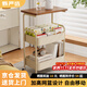 甄嚴選置物架落地可移動(dòng)推車(chē)零食架收納架客廳多層架子廚房?jì)ξ锛苄〖茏?【15MM臺面加固款】三層奶茶色送貼紙