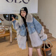 粟茝牛仔皮草拼接外套2025冬新款狐貍毛年輕派克羽絨服女寬松加厚大衣 牛仔藍 S 建議120斤內