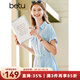 百圖betu女裝夏季新款連衣裙時(shí)尚V字翻領(lǐng)通勤綁帶連衣裙女2303D03 藍色 S