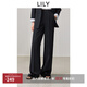 LILY零壓直筒褲2025春新款寬松休閑垂感通勤高級感西裝褲長(cháng)褲女 510黑 L
