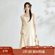 茵曼（INMAN）中式國風(fēng)盤(pán)扣女裝吊帶背心連衣裙2025夏季新品文藝高級氣質(zhì)A字裙 米杏色 M