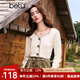 百圖betu女裝秋季新款毛針織衫撞色邊立體花朵針織衫女2408T12 淺杏色 S