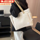 簡(jiǎn)木格 女士包包女帆布包女布袋子手提包大容量手提袋挎包單肩包通勤包 加厚帆布單肩包【米白色】