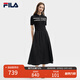 FILA 斐樂(lè )官方女裝連衣裙2025夏新款時(shí)尚休閑簡(jiǎn)約修身短袖連身裙子 正黑色-BK S 160/80A/S