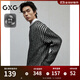 GXG男裝 黑白坑條提花毛衣寬松針織衫通勤時(shí)尚線(xiàn)衫 2024冬季 黑色 L