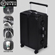 億煊寬拉桿行李箱女多功能三七分鋁框拉桿箱男加厚大容量24深倉旅行箱 神秘黑【復古皮手提*充電口*杯架】 26英寸 【干濕分離內襯+TPE越野輪】終身質(zhì)保