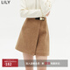 LILY【商場(chǎng)同款】冬新款女裝高腰A字短裙半身裙 725可可棕 L