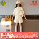 G.DUCKKIDS童裝女童夏裝套裝24新款兒童衣服女夏季洋氣女大童短袖短褲運動(dòng)裝 杏色 160 適合150-160cm年齡12-13歲