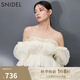 SNIDEL2025春夏新品甜美一字肩泡泡袖荷葉邊襯衫上衣SWFB251168 象牙白 均碼 (F)