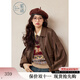 紫涵（ZIHAN）紫涵短款寬松皮衣外套女秋季美拉德翻領(lǐng)復古PU皮夾克上衣 咖色 S