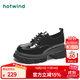 熱風(fēng)（Hotwind）【商場(chǎng)同款】秋季樂(lè )福鞋厚底增高系帶漆皮亮面英倫風(fēng)時(shí)尚休閑 01黑色 38 正碼