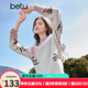 百圖betu女裝冬季新款毛衣半高領(lǐng)國風(fēng)紗線提花落肩袖毛衣2411T44 杏色 S