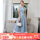 西町村屋（SETIROM）無(wú)袖蕾絲拼接針織連衣裙夏季新款甜美氣質(zhì)裙子X(jué)AAB10020 藍色 均碼