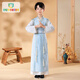歐育兒童漢服學(xué)生國學(xué)服男女童三字經(jīng)秋裝節日演出服書(shū)童套裝團體服 B2228  天藍 140 【建議身高135-145cm】