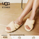 UGG春季女士時(shí)尚舒適純色輕便交叉帶厚底露趾休閑毛毛拖鞋1107955 NAT | 自然白色 38