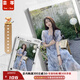 蕓蕁裙子女夏季2025新款大碼女裝法式超仙桔梗碎花長(cháng)裙胖妹妹森系收腰 灰藍色玫瑰 【碎花】【雪紡】【 L (建議100-120斤)