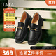 他她（TATA）小爵士女鞋新款英倫黑色樂(lè)福鞋百搭小真皮鞋單鞋春鞋子WFE02CA4 黑色 38