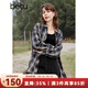 百圖betu女裝春季新款襯衫時(shí)髦翻領(lǐng)寬松復古格紋開(kāi)衫上衣2401T24 深蘭 L
