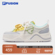 FILA FUSION斐樂(lè )潮牌女鞋滑板生活鞋2025夏新款50-50帆布鞋休閑鞋 奶白/精靈綠-GG 36.5