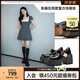 MIO【張婧怡同款】米奧春季超高跟單鞋蝴蝶搭扣淺口瑪麗珍鞋女 黑色 36