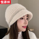 恒源祥貝雷帽子女秋冬季雙層毛線(xiàn)帽保暖護耳百搭青年包頭帽法式氣質(zhì)短檐 米色 有彈性54-58cm