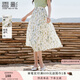 香影碎花a字半身裙女2025夏季新款小清新裙子氣質(zhì)綠色純棉高腰裙 綠花 XL 170/92A/125-140斤