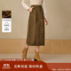 茵曼燈芯絨純棉高腰半身裙2025冬女裝新款收褶a字長(cháng)裙 栗棕色 S