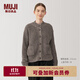無(wú)印良品（MUJI）女式 牦牛絨混 高圓領(lǐng)開(kāi)衫針織毛衣針織衫外套秋冬  BA1PPA4A 深咖啡棕色 XL (165/92A)