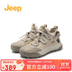 Jeep吉普徒步鞋女輕便春季免系帶戶(hù)外厚底復古運動(dòng)鞋 淺灰色 37 