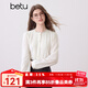 百圖betu女裝2025秋季新款襯衫氣質花邊領設計蕾絲拼接長袖女2509T66 米白 L